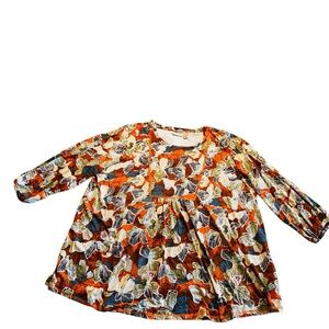 LOGO by Lori Goldstein Multicolor Floral Print Blouse